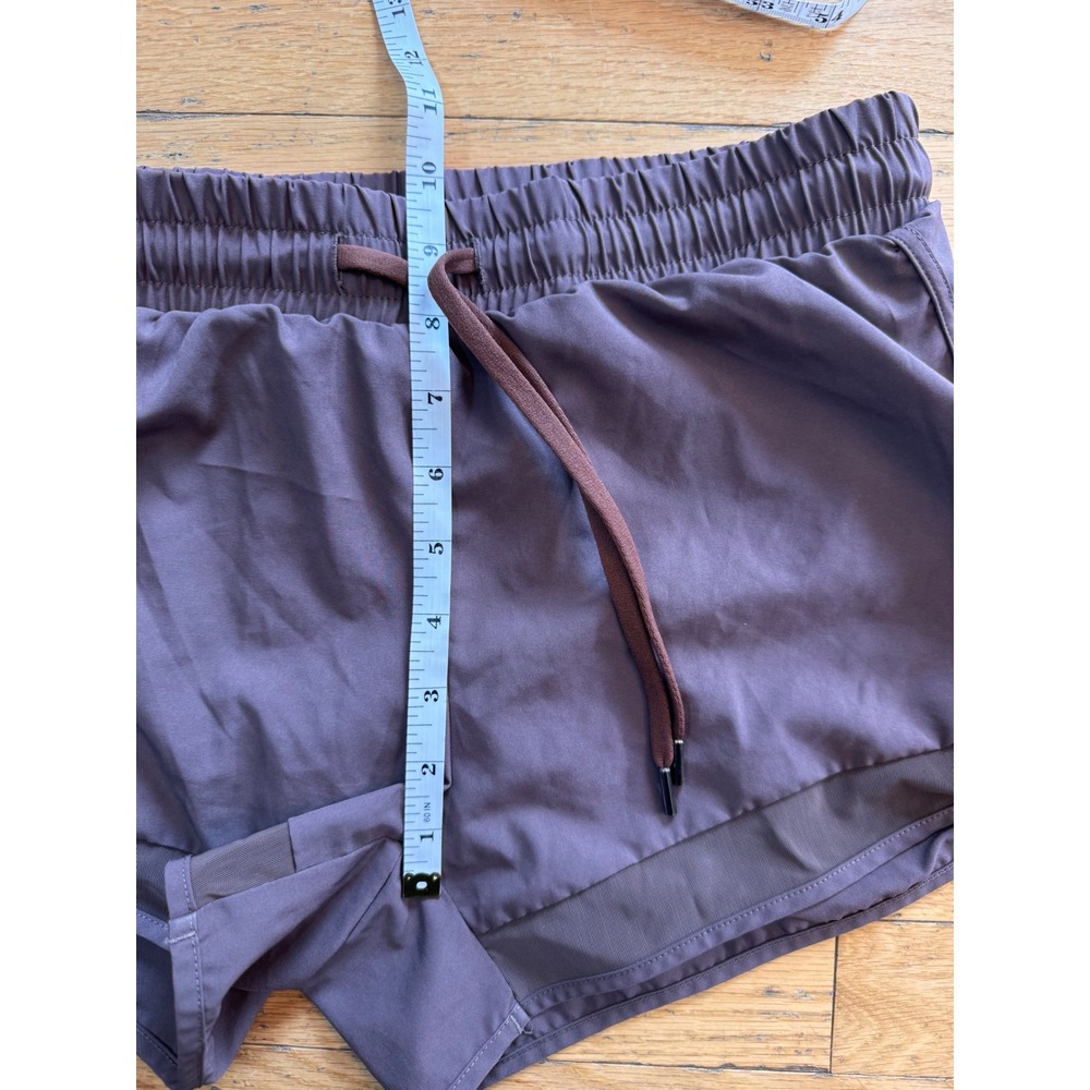 CRZ YOGA Womens Running Shorts Mauve Brown Mesh Trim Zip Pocket Size Medium 8/10 - Picture 5 of 8